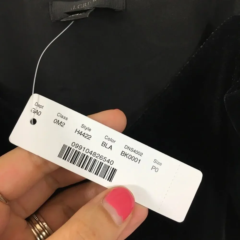NWT J. Crew black peplum velvet tank top